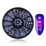 Mixed Silver Round Nail Art Decoration in Wheel Nail Rhinestones for Acrylic UV Gel Shinning Body Art Nail Accessories