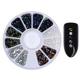 Mixed Silver Round Nail Art Decoration in Wheel Nail Rhinestones for Acrylic UV Gel Shinning Body Art Nail Accessories