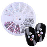 Mixed Silver Round Nail Art Decoration in Wheel Nail Rhinestones for Acrylic UV Gel Shinning Body Art Nail Accessories
