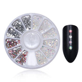Mixed Silver Round Nail Art Decoration in Wheel Nail Rhinestones for Acrylic UV Gel Shinning Body Art Nail Accessories