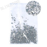 Mixed Size 1/ Pack Rhinestones Set Gold flack Crystal Glass Hotfix Flatback Nail art Rhinestones For DIY Nails 045