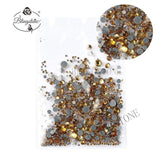 Mixed Size 1/ Pack Rhinestones Set Gold flack Crystal Glass Hotfix Flatback Nail art Rhinestones For DIY Nails 045
