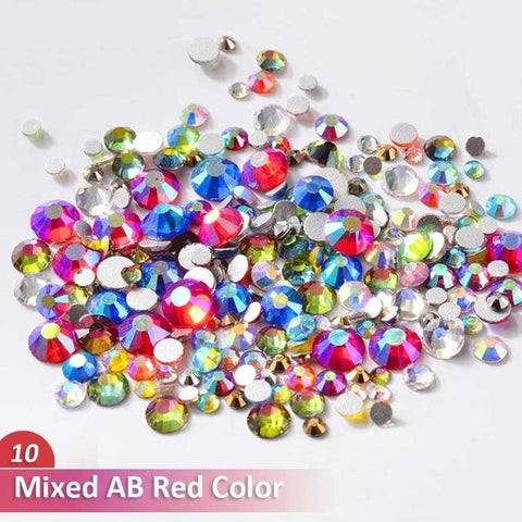 Mixed Size AB Colorful Crystal Nail Art Rhinestones Non Hotfix Flatback Glass Stones 3d Glitter Decorations Gems For DIY Nails