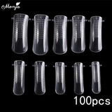 Monja 20/100pcs Nail Art False Nail Mold Tips Quick Building Acrylic Poly UV Gel Extension Brush Builder Clip Manicure Tool