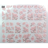 Mtssii 3D Nail Stickers Embossed Pink Flowers Gold Silver Alloy Dream Catcher Design Nail Art Decal Tips Stickers Sheet Manicure