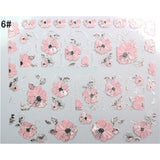 Mtssii 3D Nail Stickers Embossed Pink Flowers Gold Silver Alloy Dream Catcher Design Nail Art Decal Tips Stickers Sheet Manicure