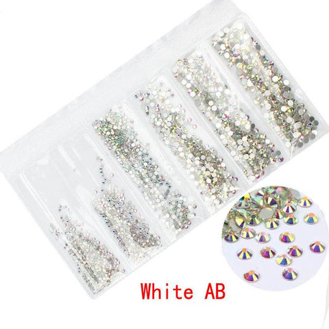 Multi-size 1728pcs Glass Nail Rhinestones For Nails Art Decorations Crystals Strass Charms Partition Mixed Size Rhinestone Set