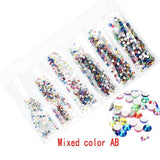 Multi-size 1728pcs Glass Nail Rhinestones For Nails Art Decorations Crystals Strass Charms Partition Mixed Size Rhinestone Set