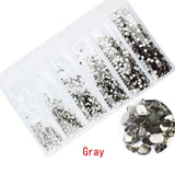Multi-size 1728pcs Glass Nail Rhinestones For Nails Art Decorations Crystals Strass Charms Partition Mixed Size Rhinestone Set