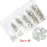 Multi-size 1728pcs Glass Nail Rhinestones For Nails Art Decorations Crystals Strass Charms Partition Mixed Size Rhinestone Set