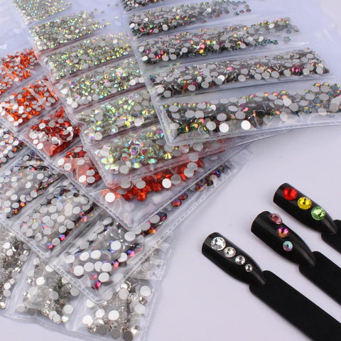 Multi-size 1728pcs Glass Nail Rhinestones For Nails Art Decorations Crystals Strass Charms Partition Mixed Size Rhinestone Set