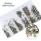 Multi-size Glass Nail Rhinestones For Nails Art Decorations Crystals Strass Charms Partition Mixed Size Rhinestone Set