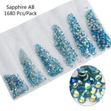 Multi-size Glass Nail Rhinestones For Nails Art Decorations Crystals Strass Charms Partition Mixed Size Rhinestone Set