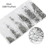Multi-size Glass Nail Rhinestones For Nails Art Decorations Crystals Strass Charms Partition Mixed Size Rhinestone Set