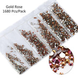 Multi-size Glass Nail Rhinestones For Nails Art Decorations Crystals Strass Charms Partition Mixed Size Rhinestone Set