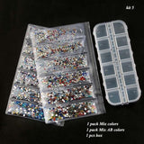 Multi-size Glass Nail Rhinestones For Nails Art Decorations Crystals Strass Charms Partition Mixed Size Rhinestone Set