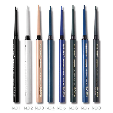 Music Flower 8 Colors Gel Eyeliner Automatic Waterproof Makeup Black Eye Liner Long Lasting Natural Eyeliner Pencil Shimmer Blue