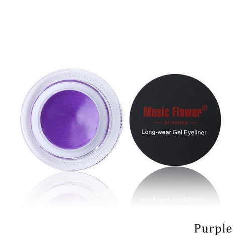 Music Flower Brand Black Waterproof Eyeliner Gel Makeup Cosmetic Gel Eye Liner With Brush 24 Hours Long-lasting For Women