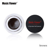 Music Flower Brand Black Waterproof Eyeliner Gel Makeup Cosmetic Gel Eye Liner With Brush 24 Hours Long-lasting For Women
