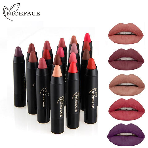 NICEFACE Lipstick Pencil Cosmetics Matte Lips Pigment Nude Lipstick Long Lasting Matte Lipstick Pencil  Makeup