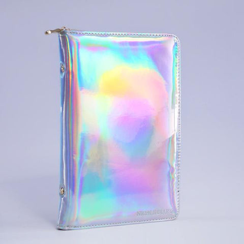 NICOLE DIARY 72 Slots Holographic Stamping Plate Case Laser Silver Pink Rectangle Round Nail Art Plate Organizer Holder Bag