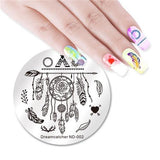 NICOLE DIARY Nail Stamping Image Plate Typography Dreamcatcher Tattoo Nature Animal Nail Art Stamp Template Stencil Nails Tool
