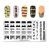 NICOLE DIARY Nail Stamping Plates Lace Flower Animal Pattern Nail Art Stamp Stamping Template Image Plate Stencil Nails Tool