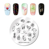 NICOLE DIARY Nail Stamping Plates Lace Flower Animal Pattern Nail Art Stamp Stamping Template Image Plate Stencil Nails Tool