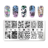 NICOLE DIARY Nail Stamping Plates Lace Flower Animal Pattern Nail Art Stamp Stamping Template Image Plate Stencil Nails Tool