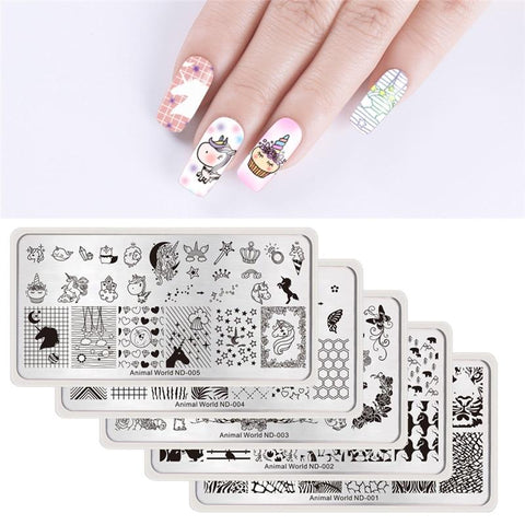 NICOLE DIARY Nail Stamping Plates Lace Flower Animal Pattern Nail Art Stamp Stamping Template Image Plate Stencil Nails Tool