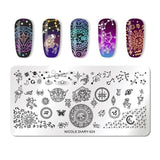 NICOLE DIARY Nail Stamping Plates Rectangle Round Flower Grid Plaid Geometric Image Print Stencil Nail Template for Polish Gel