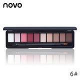 NOVO Brand Fashion 10 Colors Shimmer Matte Eye Shadow Makeup Palette Light Eyeshadow Natural Make Up Cosmetics Set With Brush