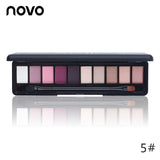 NOVO Brand Fashion 10 Colors Shimmer Matte Eye Shadow Makeup Palette Light Eyeshadow Natural Make Up Cosmetics Set With Brush