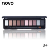 NOVO Brand Fashion 10 Colors Shimmer Matte Eye Shadow Makeup Palette Light Eyeshadow Natural Make Up Cosmetics Set With Brush