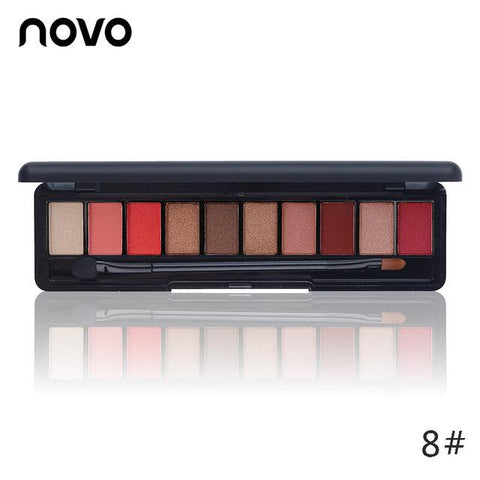 NOVO Brand Fashion 10 Colors Shimmer Matte Eye Shadow Makeup Palette Light Eyeshadow Natural Make Up Cosmetics Set With Brush