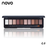 NOVO Brand Fashion 10 Colors Shimmer Matte Eye Shadow Makeup Palette Light Eyeshadow Natural Make Up Cosmetics Set With Brush