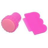 Nail Art Decoration Image Stamp Pink Stamping Plates Manicure Tool Template For DIY 1 Stamper + 1 Scraper