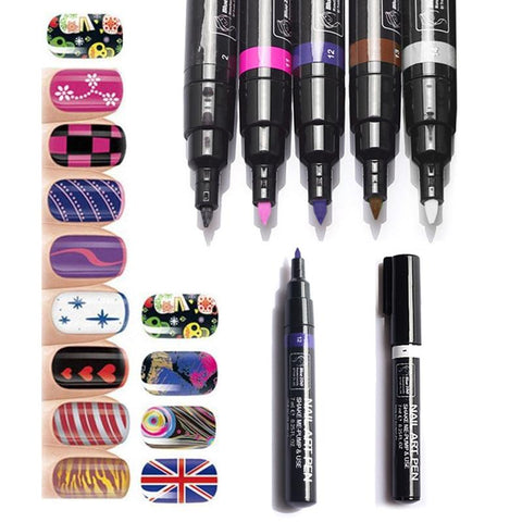 Nail Art Pen for 3D Nail Art DIY Decoration Nail Polish Pen Dual-use Art Design Drawing Pen Beauty Manicure Decor Tool