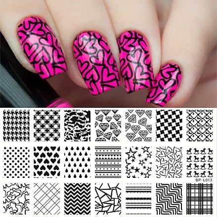 Nail Art Rectangle Stamping Template Love Valentine's Day Line Flower Butterfly Manicure Image Plate DIY Nail Painting