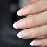 Nail Art Salon Oval Acrylic French Nail Kit Real Medium Length Grace Oval Fake Nails French 24 Tips