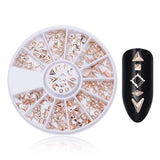 Nail Rhinestones Studs 3D Nail Art Decoration Rose Gold Rivet Marquise Circle Star Round Square Triangle Mixed Accessories