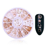 Nail Rhinestones Studs 3D Nail Art Decoration Rose Gold Rivet Marquise Circle Star Round Square Triangle Mixed Accessories