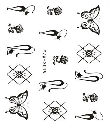 Nail Sticker Optional Blossom Colorful Flower Rose Valentine Water Full Wraps Nail Art Decals Charms Tips