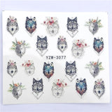 Nail sticker art decoration slider fox wolf animal adhesive design Water decal manicure lacquer accessoires polish foil