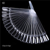 Natural/Clear/Black False Nail Tips Display Board Fan Shaped Acrylic UV Polish Color Card Manicure Nail Art Practice Tools BE386