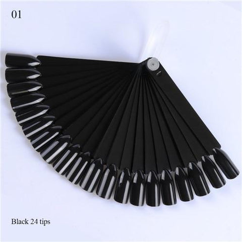 Natural/Clear/Black False Nail Tips Display Board Fan Shaped Acrylic UV Polish Color Card Manicure Nail Art Practice Tools BE386