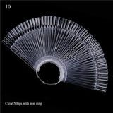 Natural/Clear/Black False Nail Tips Display Board Fan Shaped Acrylic UV Polish Color Card Manicure Nail Art Practice Tools BE386