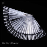 Natural/Clear/Black False Nail Tips Display Board Fan Shaped Acrylic UV Polish Color Card Manicure Nail Art Practice Tools BE386