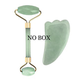 Natural Quartz Roller Slimming Face Massager Lifting Tool Jade Facial Massage Roller Stone Skin Massage Beauty Care Set Box