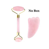 Natural Quartz Roller Slimming Face Massager Lifting Tool Jade Facial Massage Roller Stone Skin Massage Beauty Care Set Box